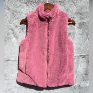 J. Crew Bubblegum Pink Faux Fur Zip-Up Vest
